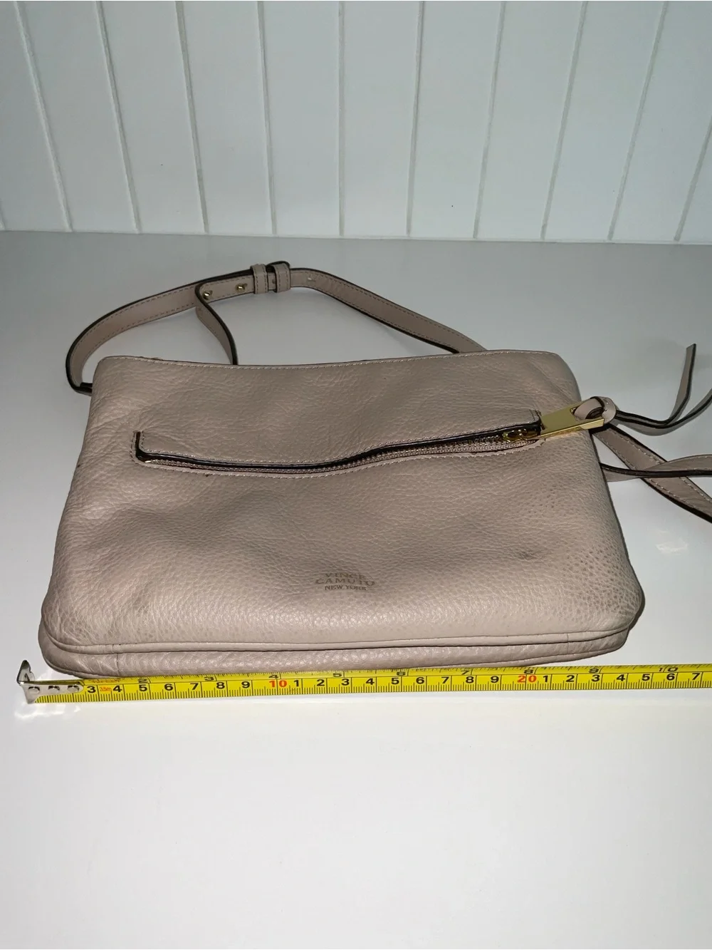 Vince Camuto Pebbled Leather Crossbody in Taupe